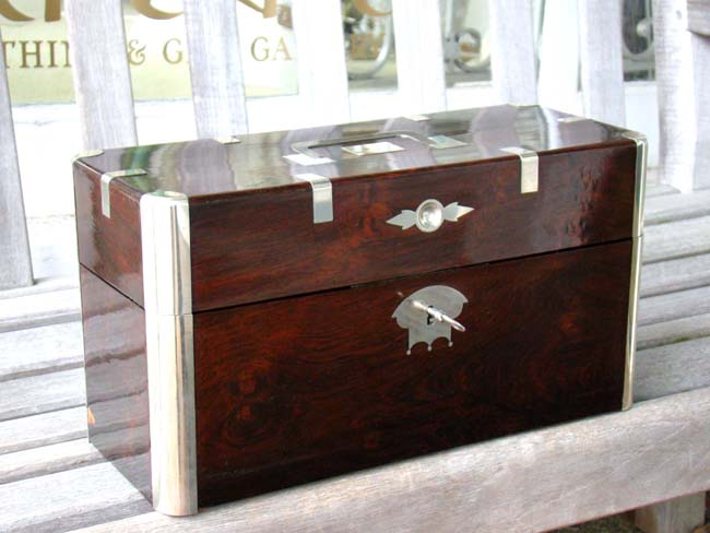 A Magnificent Silver Mounted Rosewood Tea Caddy Box circa 1810 — image 8